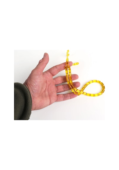 Osmanlı Ateş Kehribar Eski Heykel Obje Kesme Kesim 7x10.5mm Tesbih Açık Sarı
