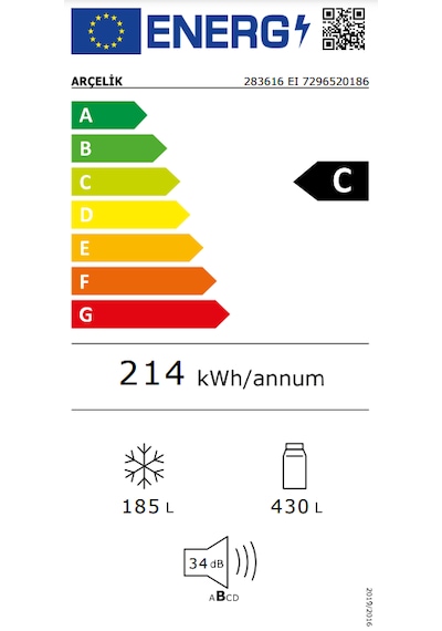 Arçelik 283616 EI 615 LT No-Frost Kombi Tipi Buzdolabı