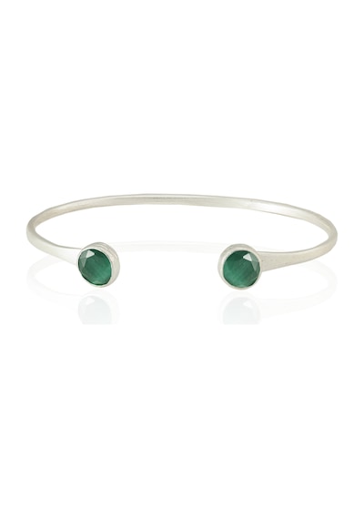 Kadir Jewellery 925 Ayar Gümüş Kaplama El İşçiliği Zirkon Taşlı Kadın Charm Bileklik Ördek Yeşil