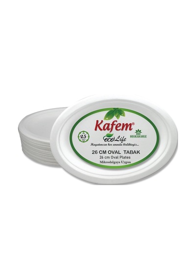 Kafem Ekolojik Karton Oval Tabak 26 CM 25 Adet