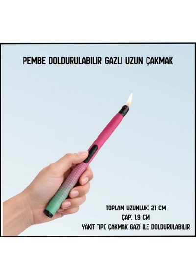 Uyguna-yakala Pembe Doldurulabilir Gazlı Uzun Çakmak-ykt.273