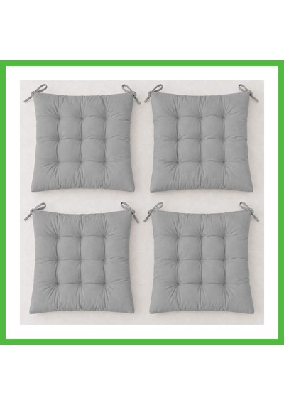 Vaveni 4 Lü Kapitone Bağcıklı Sandalye Minderi 40 40 3 Cm Gri 40 40 3 Cm 4 Adet Arz