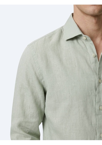 Kip Yeşil Regular Fit Uzun Dokuma Casual Pamuk Karışımlı Gömlek