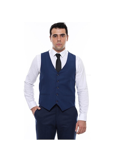 Wessi Lacivert Slimfit Düz Yelek 001