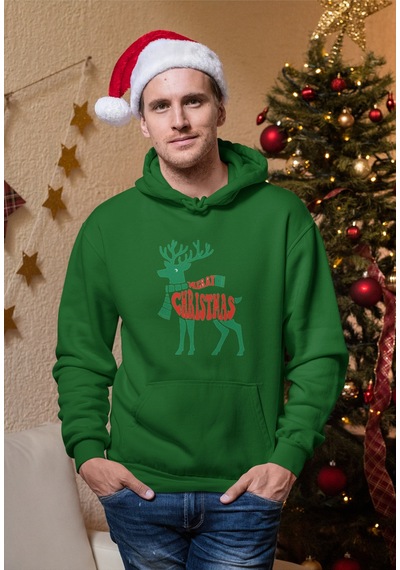Stil X Yeni Yıl Baskılı Erkek Sweatshırt, Chrıstmas Temalı Yeşil-2