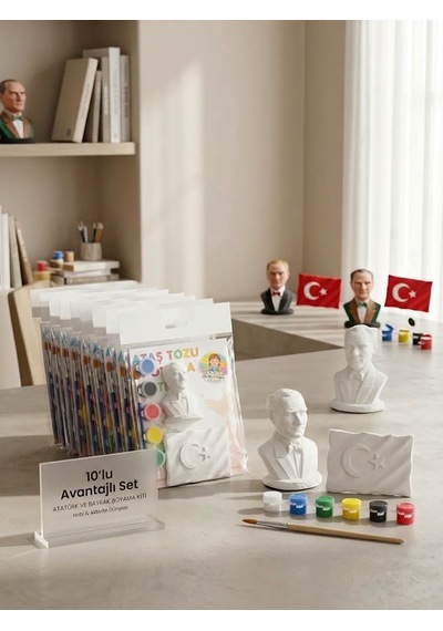 10 Lu Atatürk Bayrak Boyama Seti Taş Boyama Etkinlik Seti