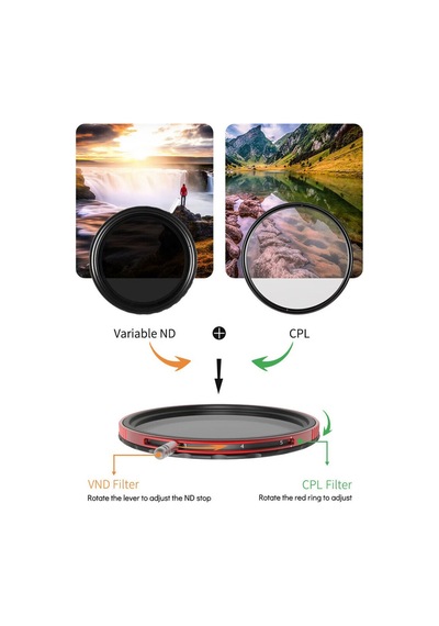 Haida -- 72mm Pro Iı Cpl-vnd Dairesel Polarize Ve Değişken Nd 2in1 Filtre