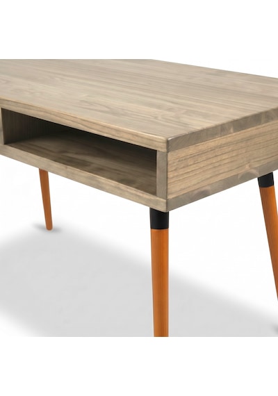 Mobenta Slot Desk: Masif Çalışma & Laptop Masası 2 Gözlü Depolama - 120x60 Al Altın
