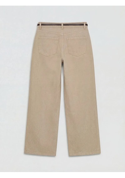 Lc Waikiki Bej Beli Kemerli Wideleg Kadın Jean Pantolon