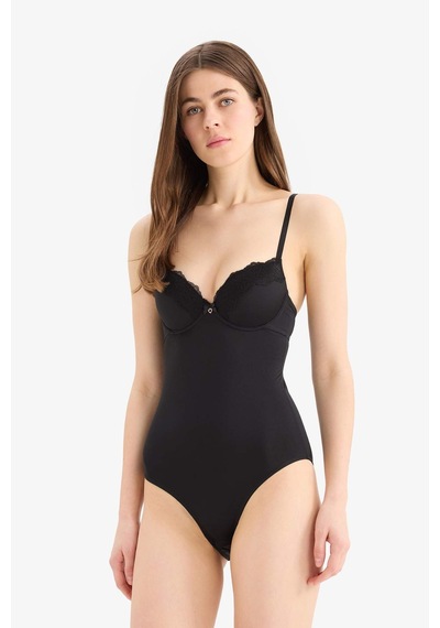 DeFacto Yarım Dolgulu Dantel Detaylı Bodysuit-Fall in Love D8168AX25SPBK81
