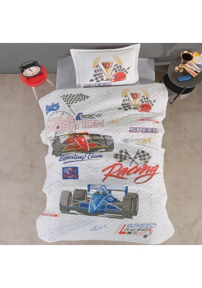 Clasy Ranforce %100 Pamuk Tek Kişilik Dört Mevsim Set Speed Time Gri