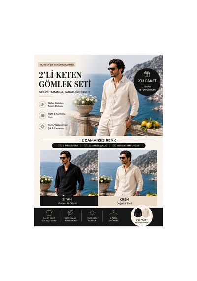 Baselco Amalfi Muslin Oversize Gömlek - Basic Fresh Bej + Siyah