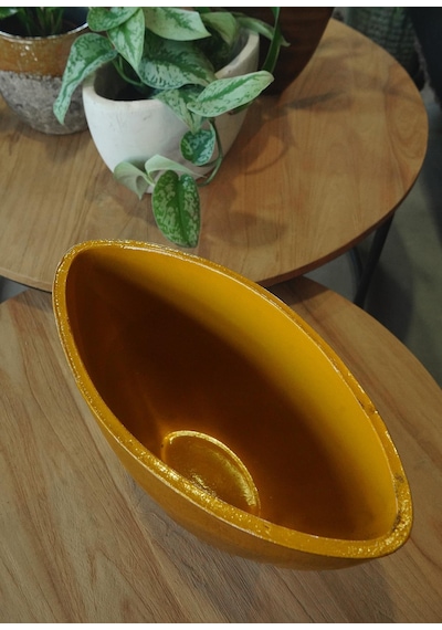 Cresta Seramik Oval Koyu Sarı Saksı 33 17 24cm