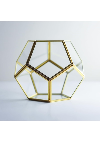 21x21x17cm Pirinç Gold Geometrik Teraryum Cam Fanus Aksesuar Çikolata Kutusu Diğer