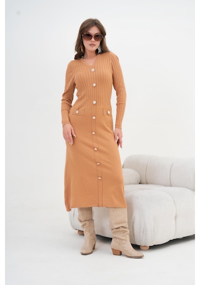 Ftz Women Kadın Fitilli Elbise Camel 20847 Camel