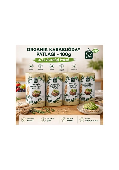 Finelife Organik Karabuğday Patlağı 4x100 G