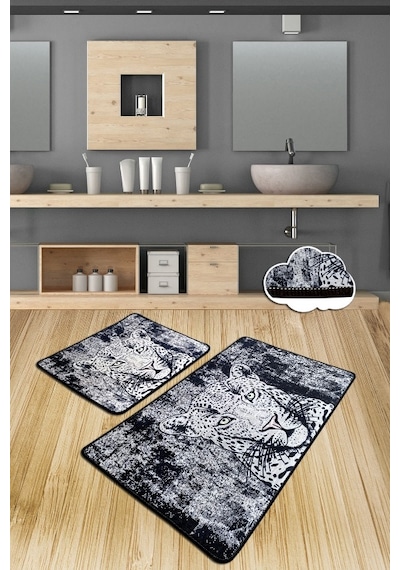 Tıger 2 Li Set Banyo Halısı Paspas Yıkanabilir Çok Renkli