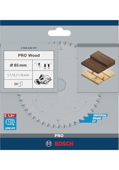 Professional Accessories Dairesel Testere Bıçağı Optiline Ahşap, 85 X 15 X 1.1 Mm, Diş Sayısı 20, 1 Adet, 2608643071