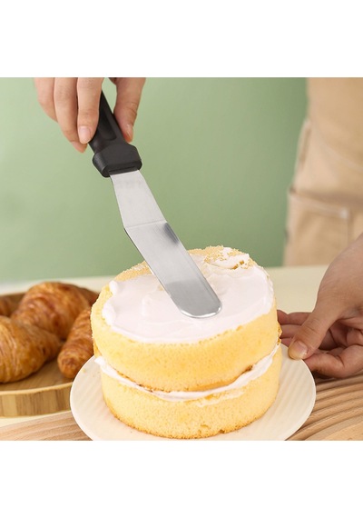2'li Set Pasta Sıvama Spatulası 36 Cm + Solingen Ölçülü Çelik Spatula Hamur Kazıyıcı Çelik Metalik Diğer