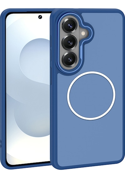 Rba Aksesuar Samsung Uyumlu Galaxy S26 Plus Kılıf M-safe Şarj Özellikli Metal Kamera Çerçeveli Zore Sanremo Silikon Kapak - Laci Lacivert