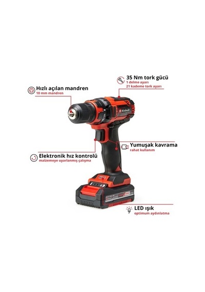 Akülü Vidalama, 18 V, Hız Kontrolü İle Pratik