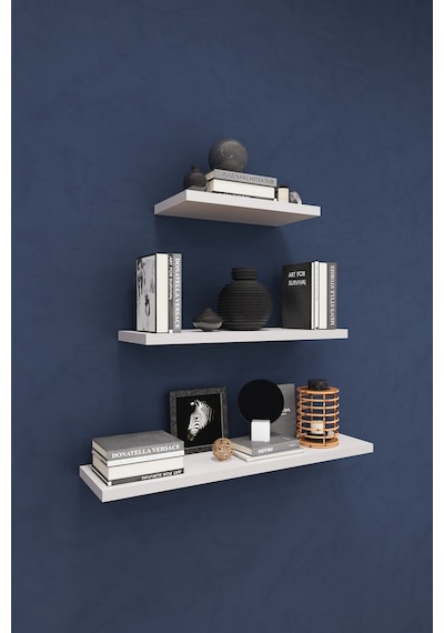Asra Trend Modern Duvar Rafı DRF-02 %100 MDF 3'lü Dekoratif Organizer Kitaplık Beyaz