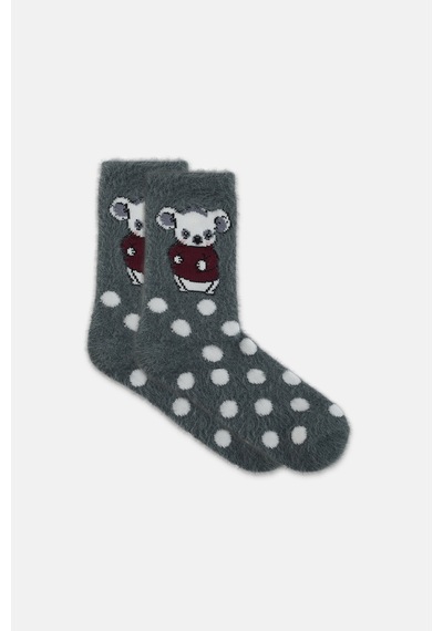 Suwen Fluffy Bear Dots Soket Çorap Wss12010279050 Gri