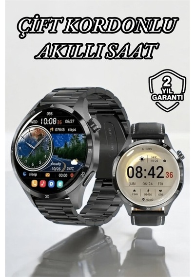 Çift Kordonlu Yüksek Çözünürlüklü Akıllı Saat Uyku İzleyici & Spor Modları