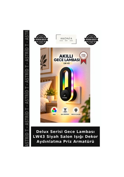 Delux Serisi Gece Lambası Lw43 Siyah Salon Işığı Dekor Aydınlatma Priz Armatürü