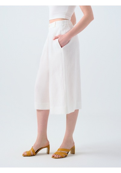Culotte Fit Kadın Pantolon Ekru