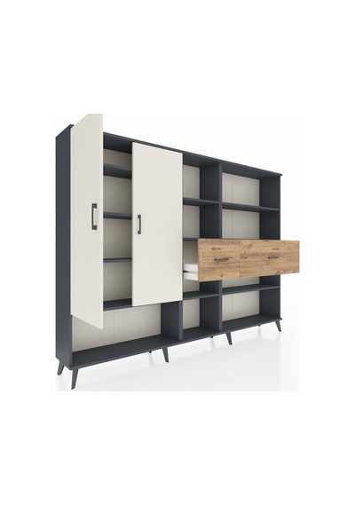 Arges Dolap 10 Raflı 2 Çekmeceli 2 Kapaklı 220x30x163 Antrasit-aytaşı/çam Aytası/atlas Çam - Antrasıt Arges Dolap 10 Raflı 2 Çekmeceli 2 Kapaklı 220x30x163 Antrasit-aytaşı/çam Aytası/atlas Çam - Antrasıt