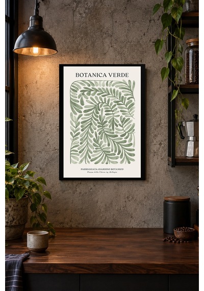 Botanik Yaprak Desenli Dekoratif Mdf Tablo, Çerçeve Görünümlü Ahşap Poster