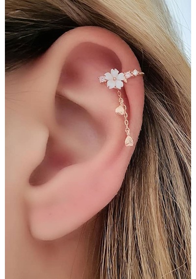 Hem Earcuff Hemde Sıkıştırmalı Kıkırdak Küpesi El Isi Manolya Güm N11.59514
