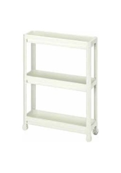 Omaş Slim Tekerli Om-0600-3010-0268 Beyaz Çok Amaçlı Raf Ünitesi 3 Derin Raflı