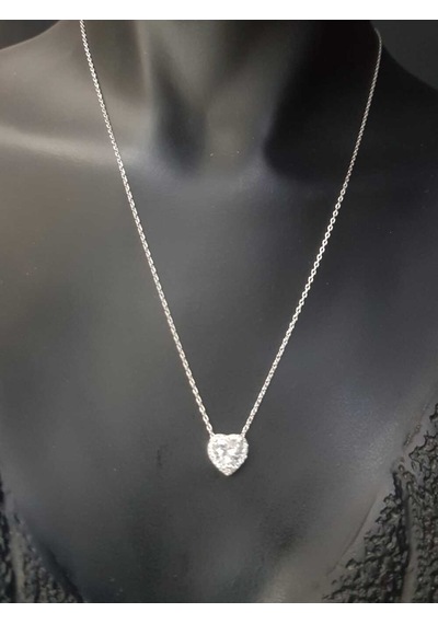 Kalp Model Beyaz Zirconia Taşlı 925 Ayar Gümüş Sevgiliye Eşe Anneye Arkadaşa Hediye Kolye Gümüş