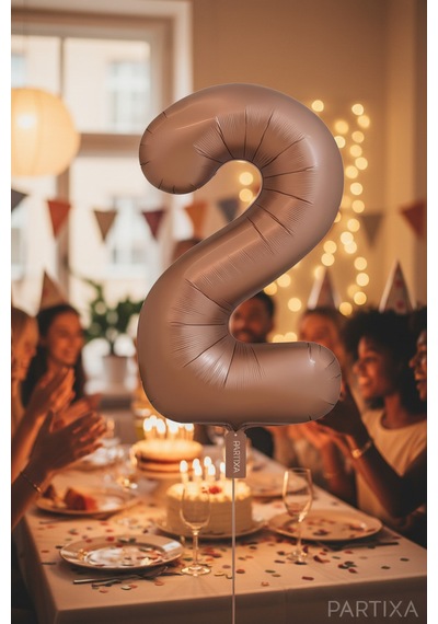 Çikolata Kahverengi Retro Rakam 2 Folyo Balon 32 İnç 2 Yaş Doğum Günü Vintage Konsept Parti Sayı Dekorasyon Balonu Çok Renkli