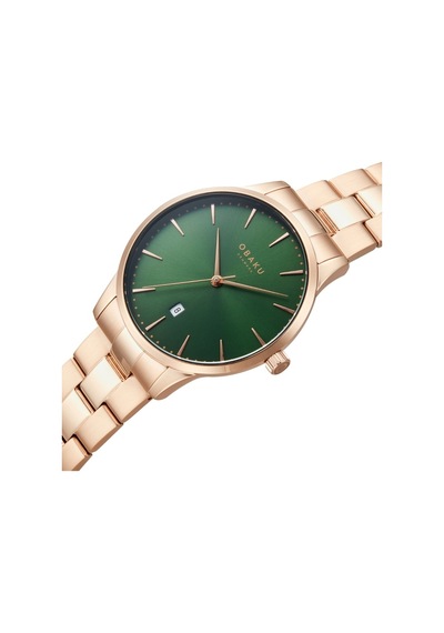 Obaku Denmark V247xdvesv Quartz Çelik Rose Yeşil Kadran 42 Mm Erkek Kol Saati Rose Gold