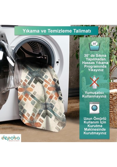 Depoba Sapre Kadife Kaymaz Pamuk Tabanlı Yıkanabilir Antibakteriyel Yolluk Koridor Halısı 80x300 Diğer