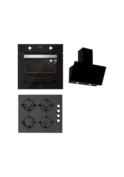 Silverline BO6502B02-CS5335B01-3457 Soho Cam Ankastre Set Siyah