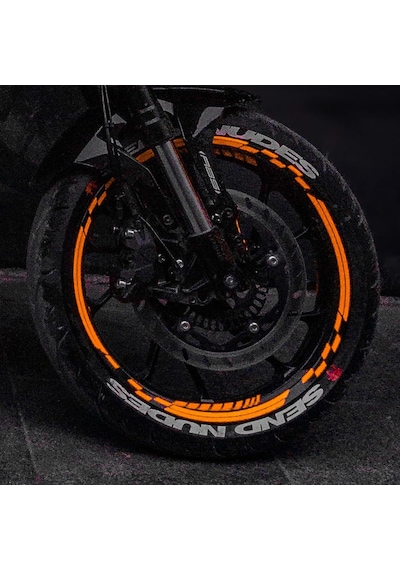Neon Fosforlu Turuncu İç Dış Motosiklet Jant Şeridi Takımı Çınar Extreme