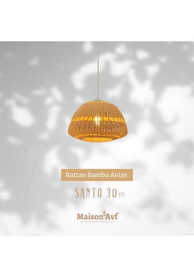 Santo Rattan Bambu Sarkıt Avize 30 Cm Bambu