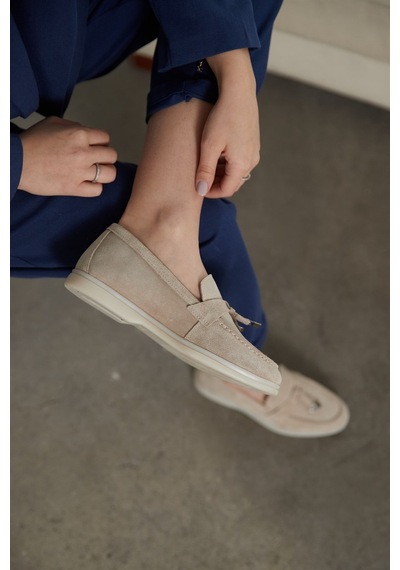 Lou Bej Hakiki Süet Kadın Casual Ayakkabı Bej
