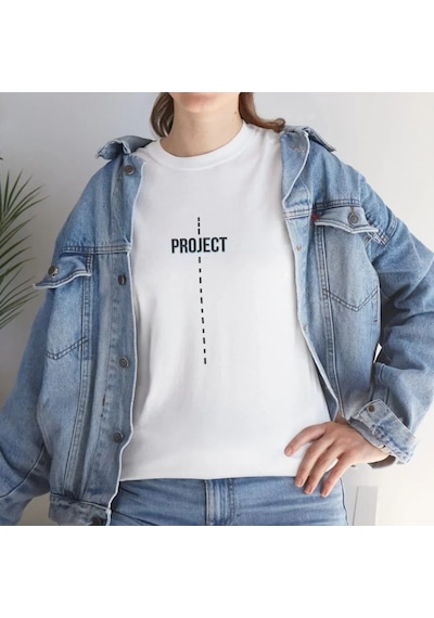 Efnaz Style Unisex Bisiklet Yaka Baskılı T-shirt - Beyaz