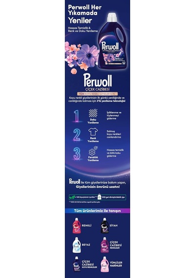Perwoll Hassas Sıvı Çamaşır Deterjanı Yenileme&amp Çiçek Cazibesi Siyah 2,75 L 0.75 LT - 2.5 LT - 12 KG