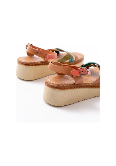 Aymood 730-037 Multi Hakiki Deri Ortopedik Taban Kadın Sandalet Multi