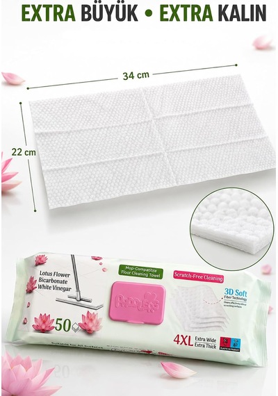 Easy Clean Lotus Çiçeği Kokulu Mopa Uyumlu Yer Temizlik Havlusu 50 Yaprak 1000'li Set