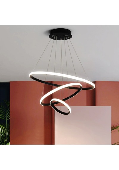 Bozkurt / Sarkıt Avize / 50x40x30 CM / 3 Renk Işık / Antrasit Gövde Antrasit