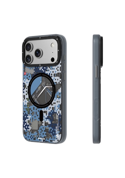 Apple Uyumlu iPhone 17 Pro Max  Kılıf M-safe Şarj Özellikli Youngkit Camouflage Sykell Serisi Kapak Mavi Mavi