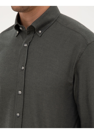 Pierre Cardin Erkek Koyu Haki Gömlek Desenli 50311380-vr111 Koyu Haki