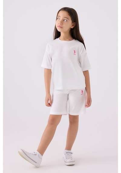 U.S. Polo Assn. U.s. Polo Assn Kız Çocuk Beyaz Bermuda Takım 5274-43892 Beyaz